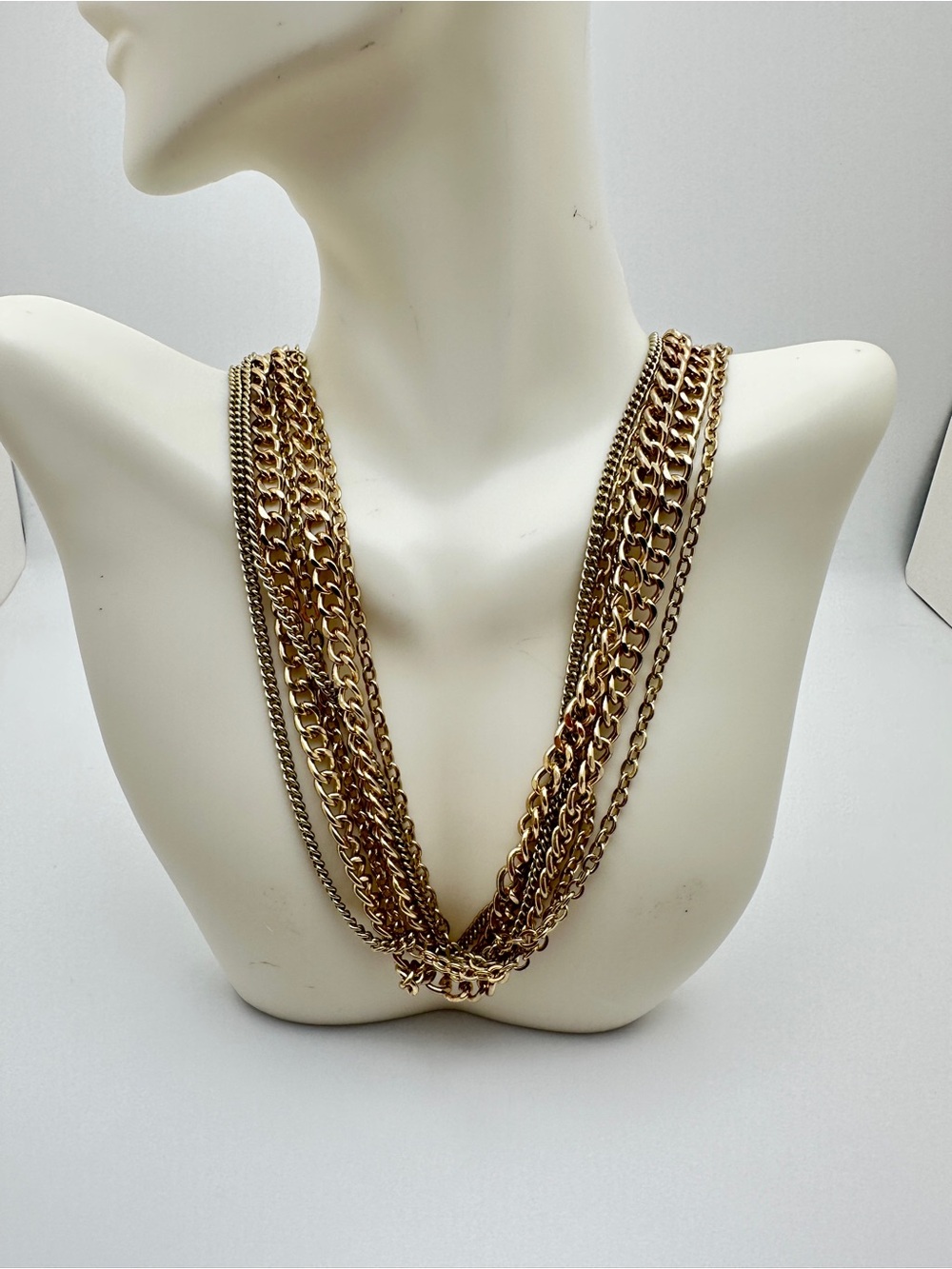 Layered Vintage Multi-Chain Gold-Tone Statement Necklace - Women Jewelry